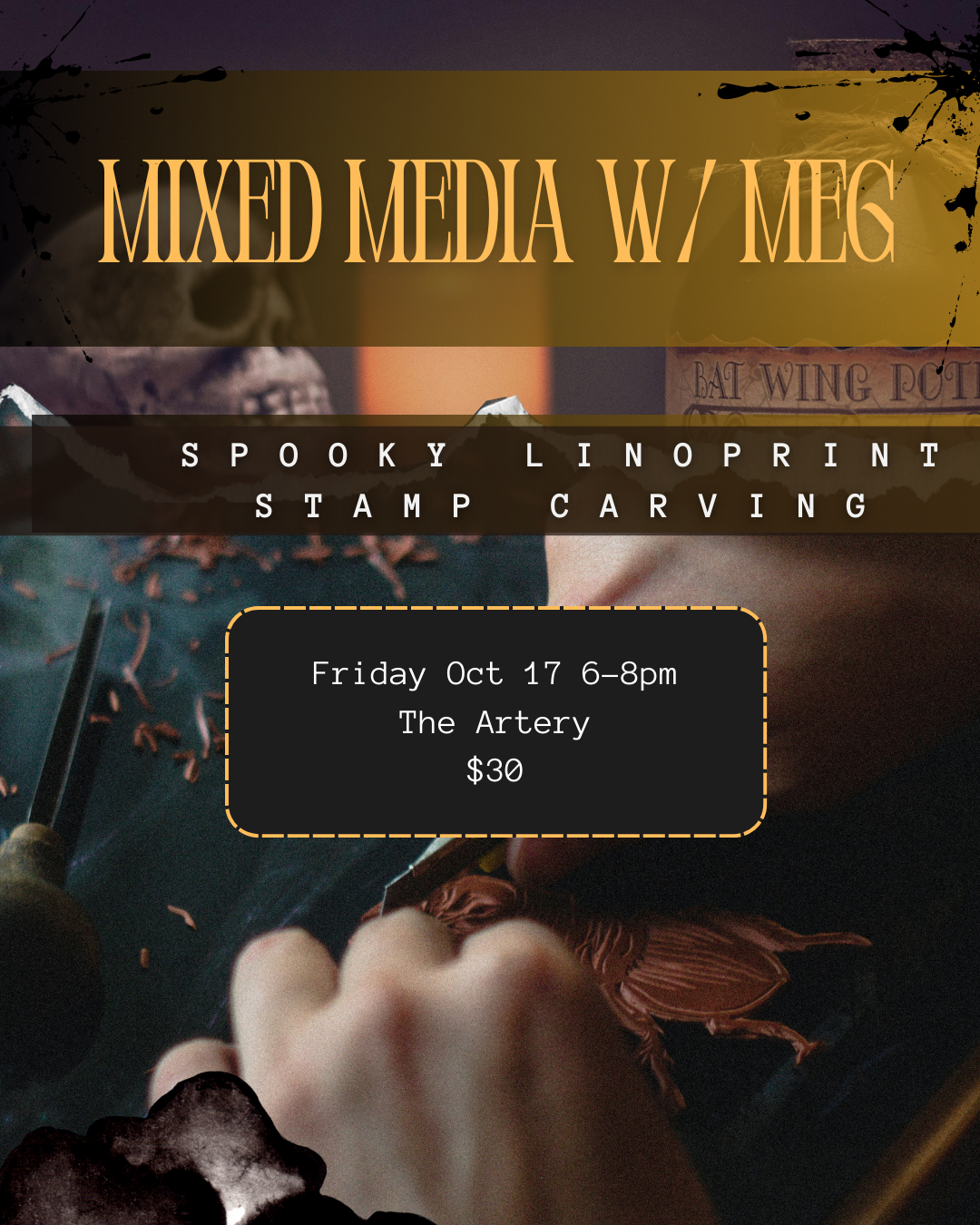 MMM: Spooky Linoprint Stamp Carving Workshop October 17th